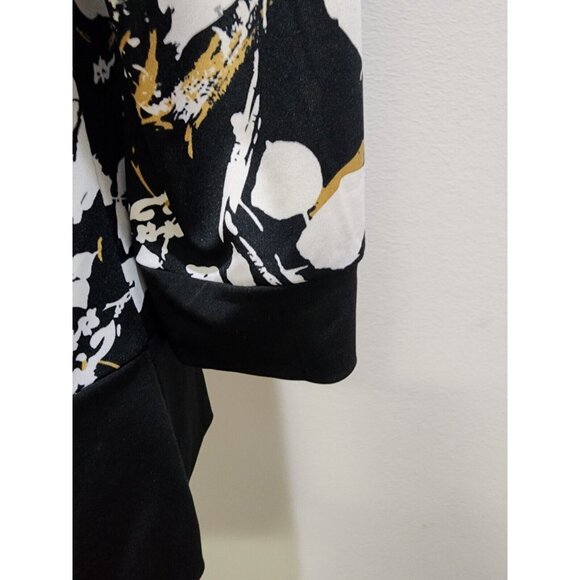 Nice Papillon Blanc Noir Zip Front Floral Print Jacket Size L Lightweight Classy - Picture 6 of 9